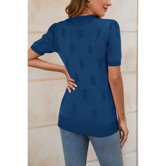 Women's Lightweight Short Sleeve Dressy Blouse Viscose Blend Casual Top - Picture 5 of 5